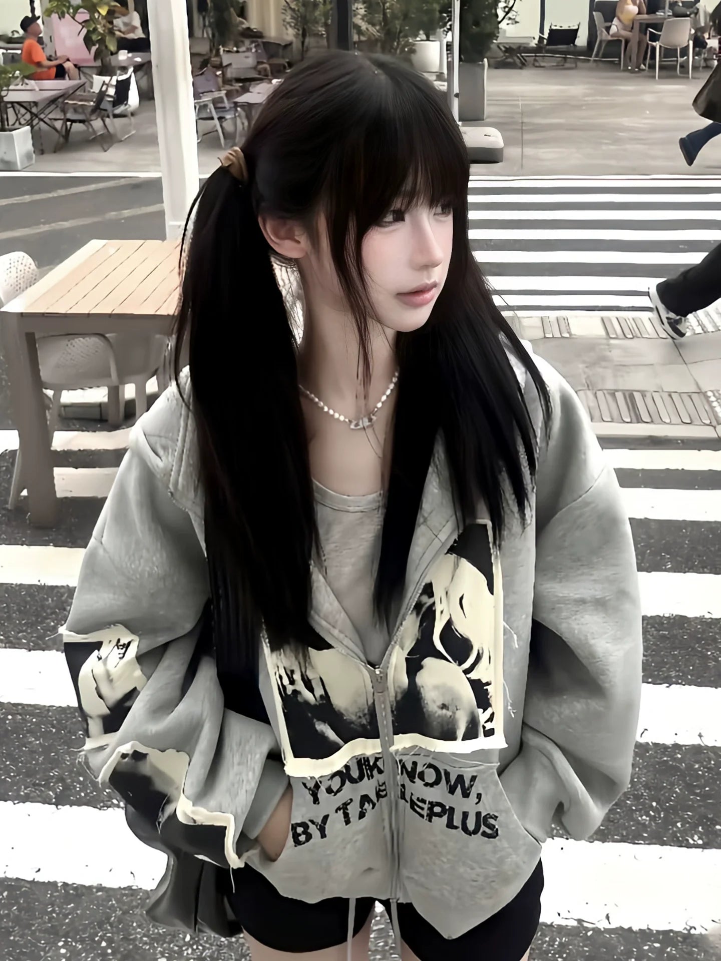 High Street Patch Embroidered Zip Up Hoodie Heavyweight Streetwear Top