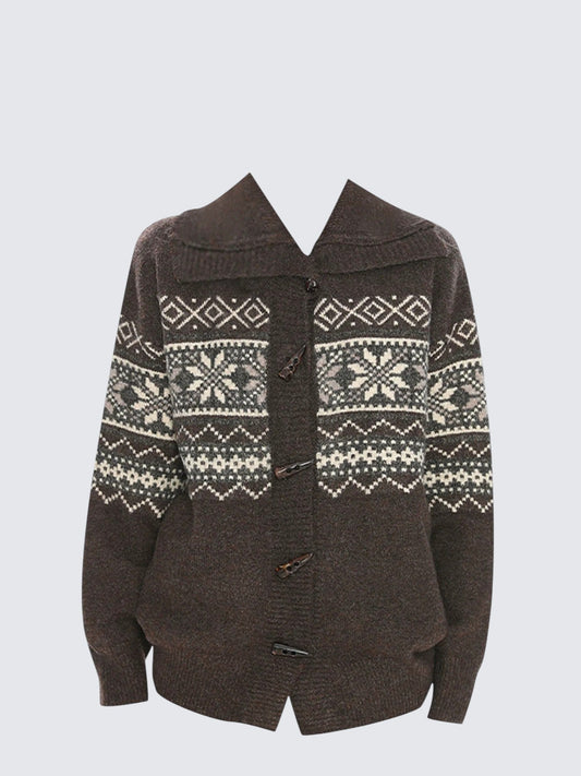 Toggle Fair Isle Knit Cardigan Women