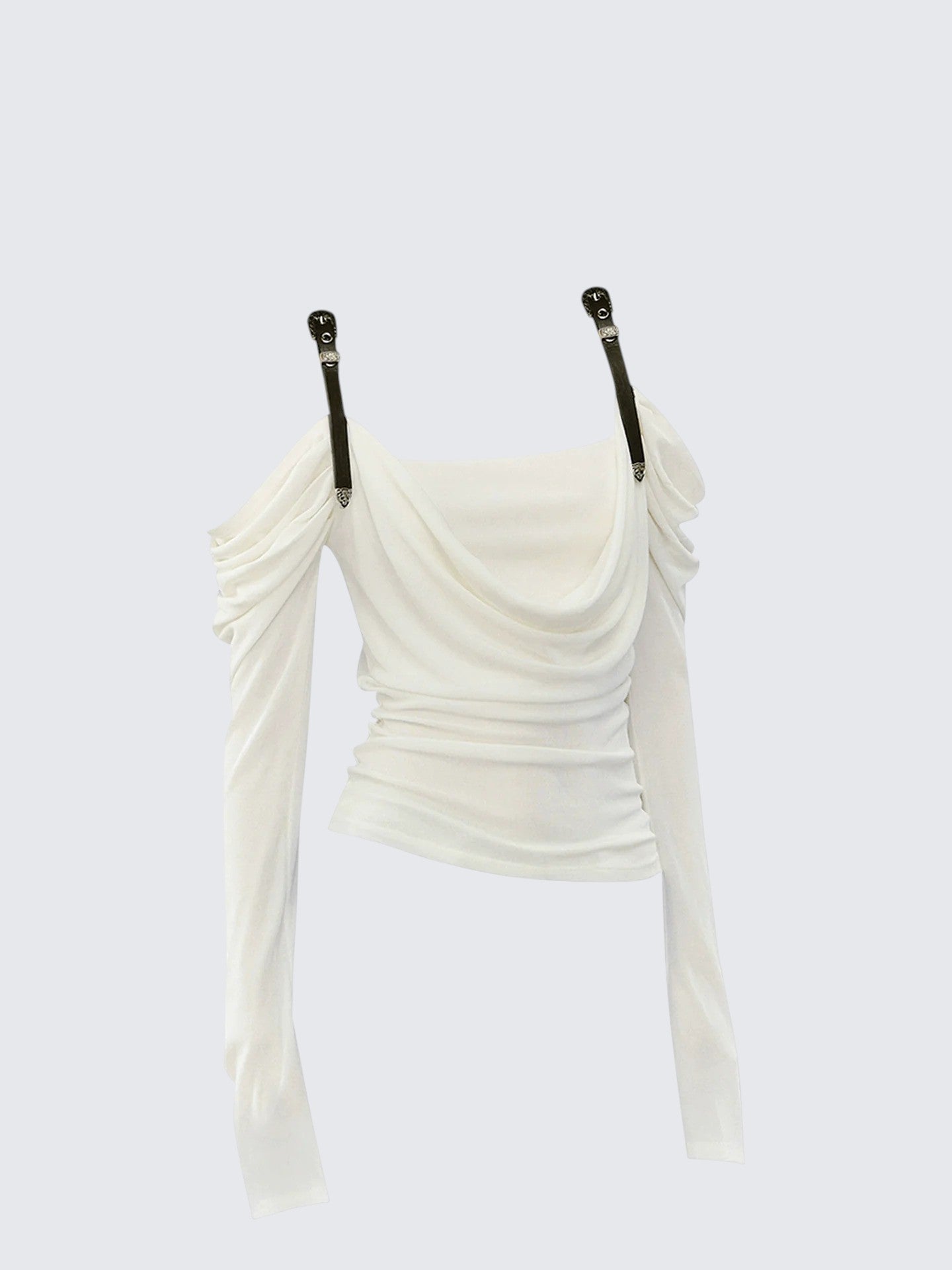 American Edgy Drape Neck Long Sleeve T-Shirt