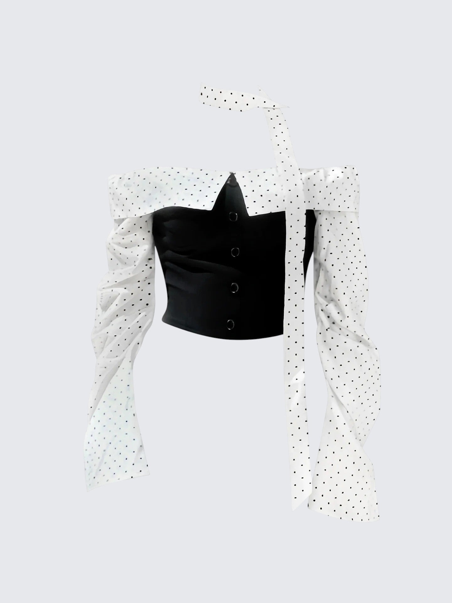 Korean Polka Dot Ballet Off-Shoulder Tee