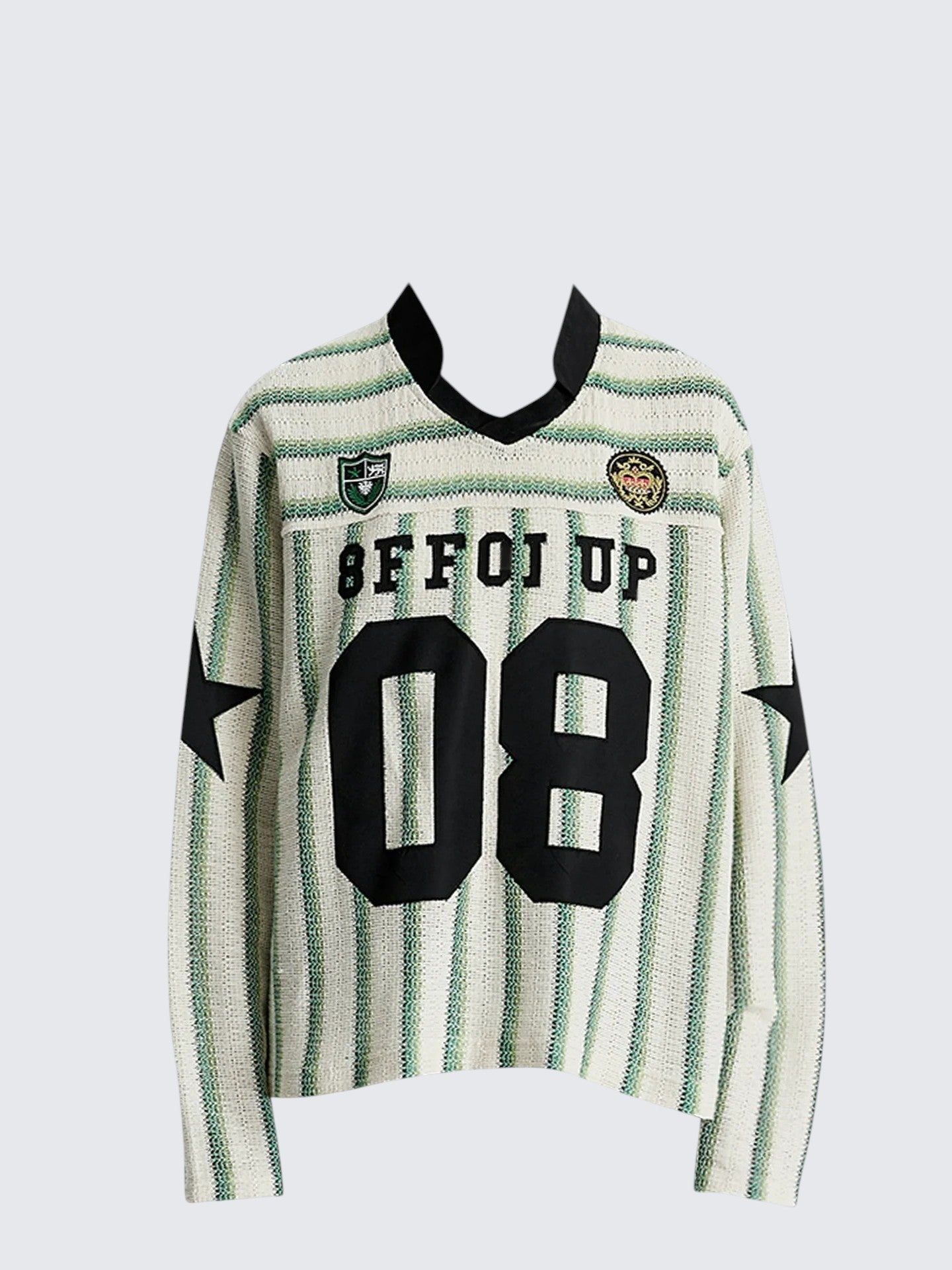 Embroidered Striped Cropped Long Tee Women