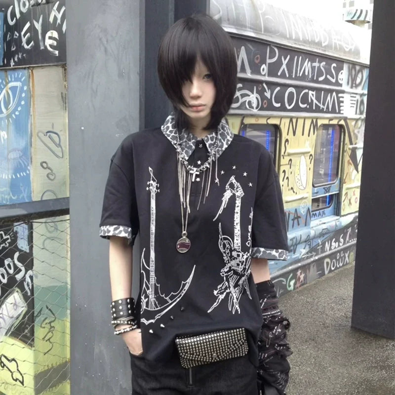 Y2K Leopard Polo Tee