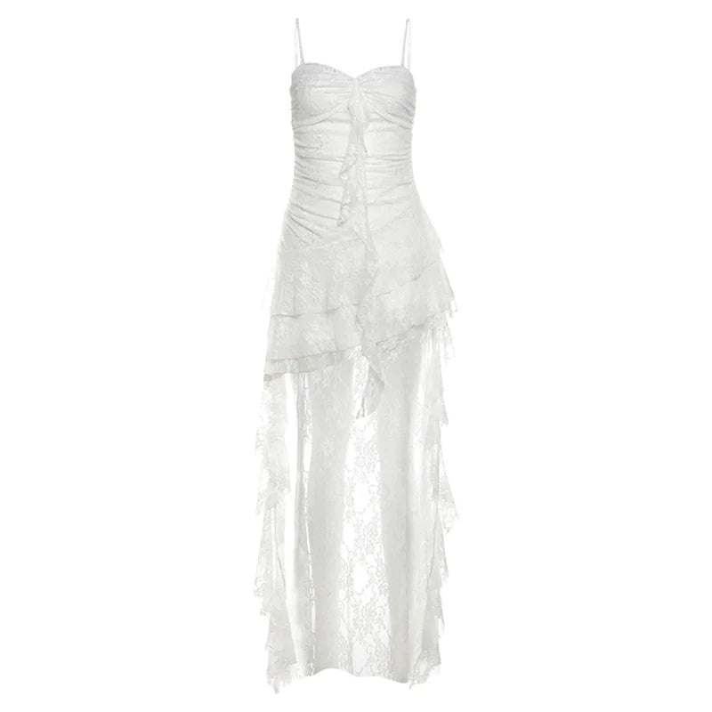 Soft Sexy Lace Camisole Asymmetrical Mini Dress
