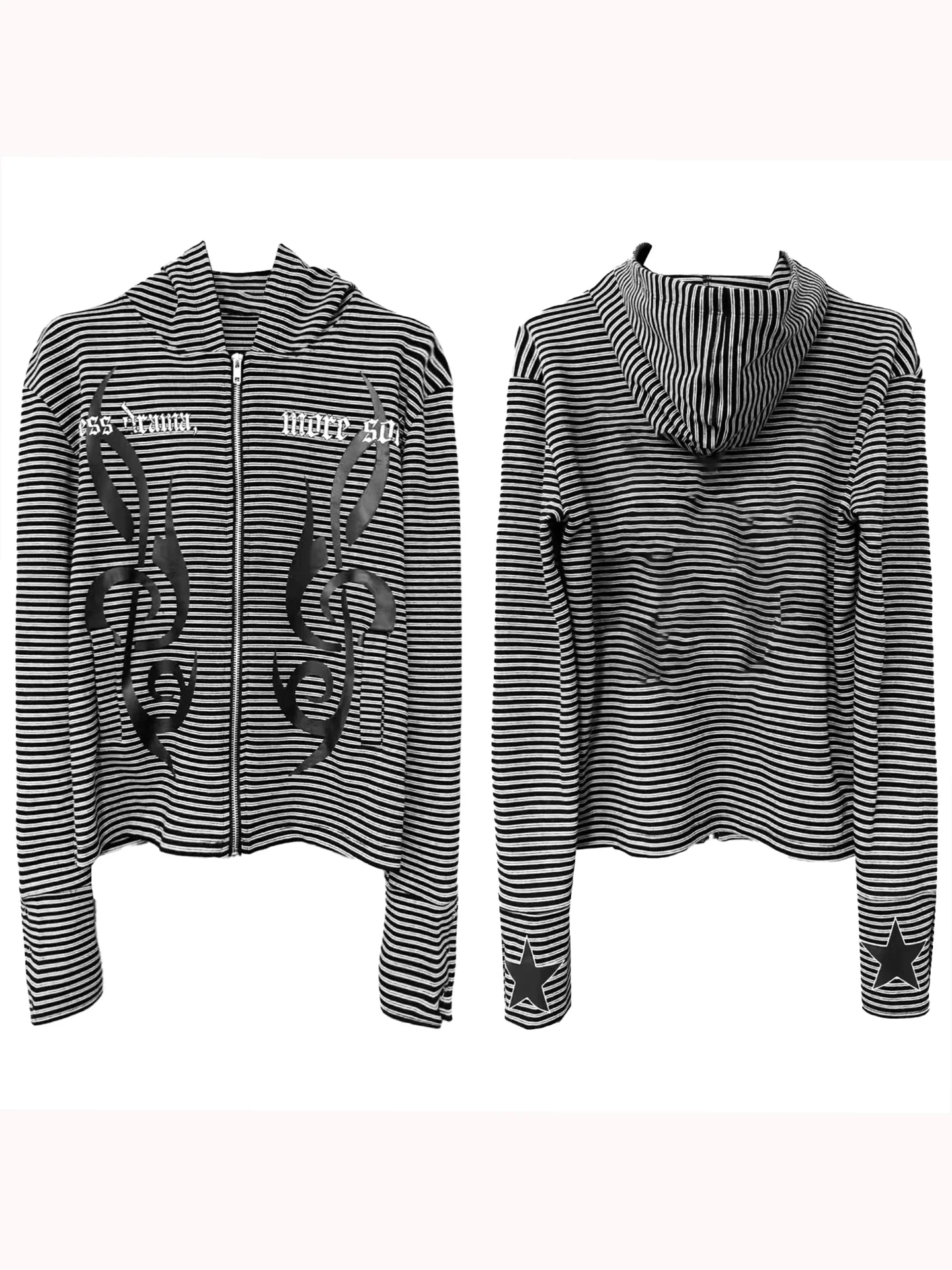 Y2K Striped Zip Up Hoodie Cardigan