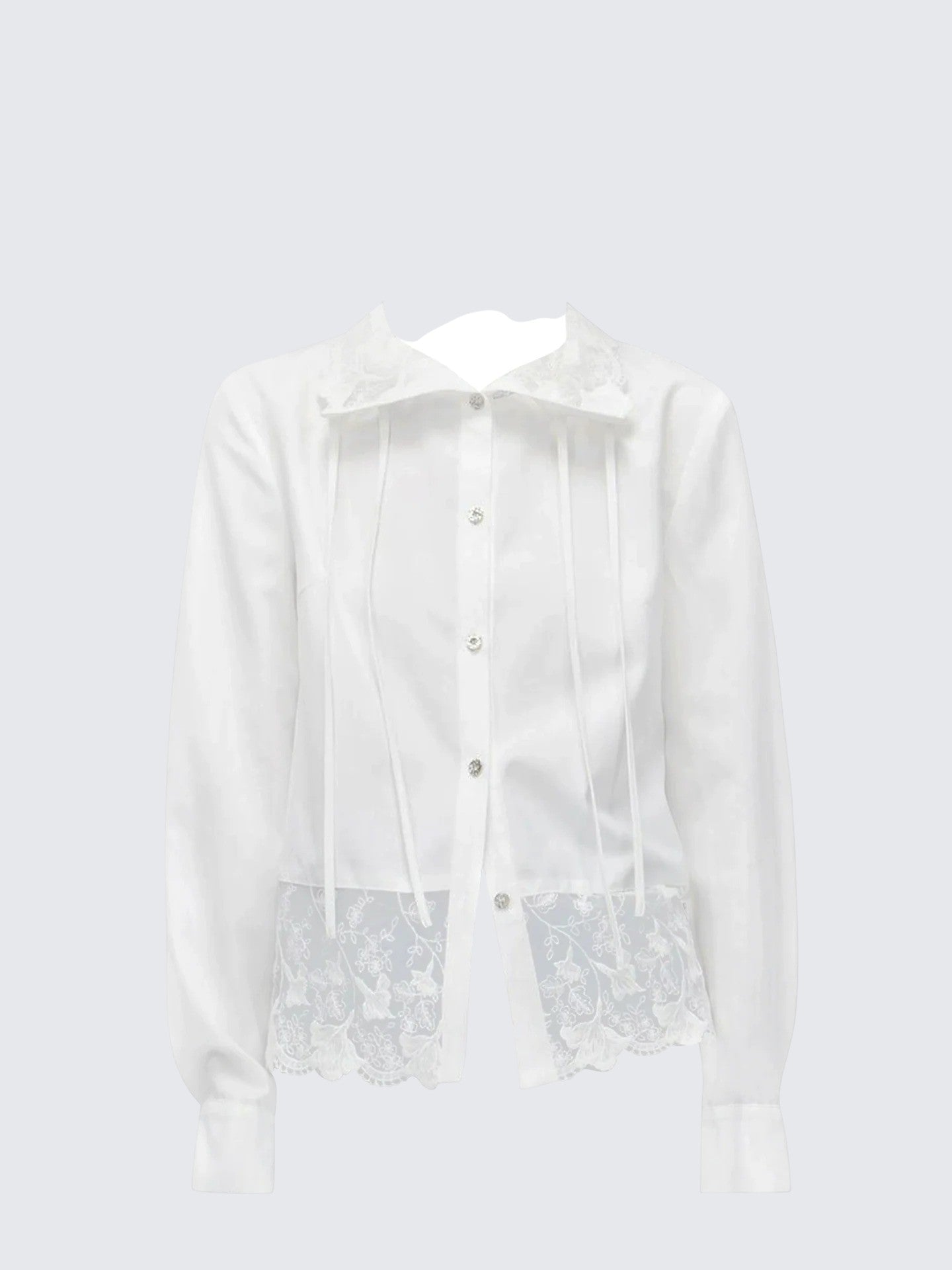 French Lace Collar White Shirt Women