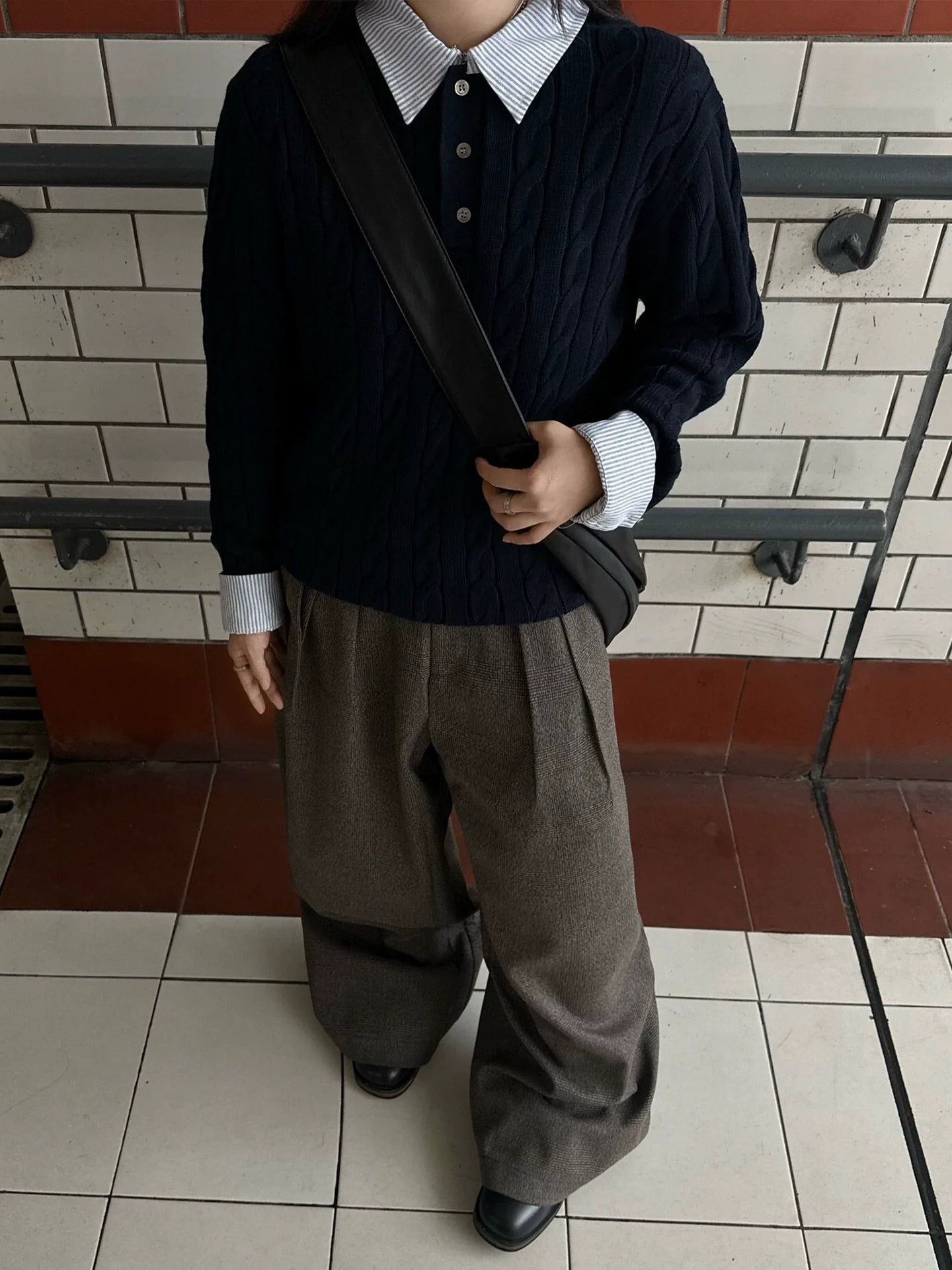 Old Money Cable Knit Polo Sweater Cleanfit Layered Top