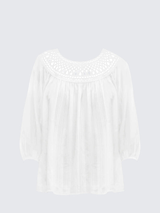 Ivory Round Neck Blouse Women