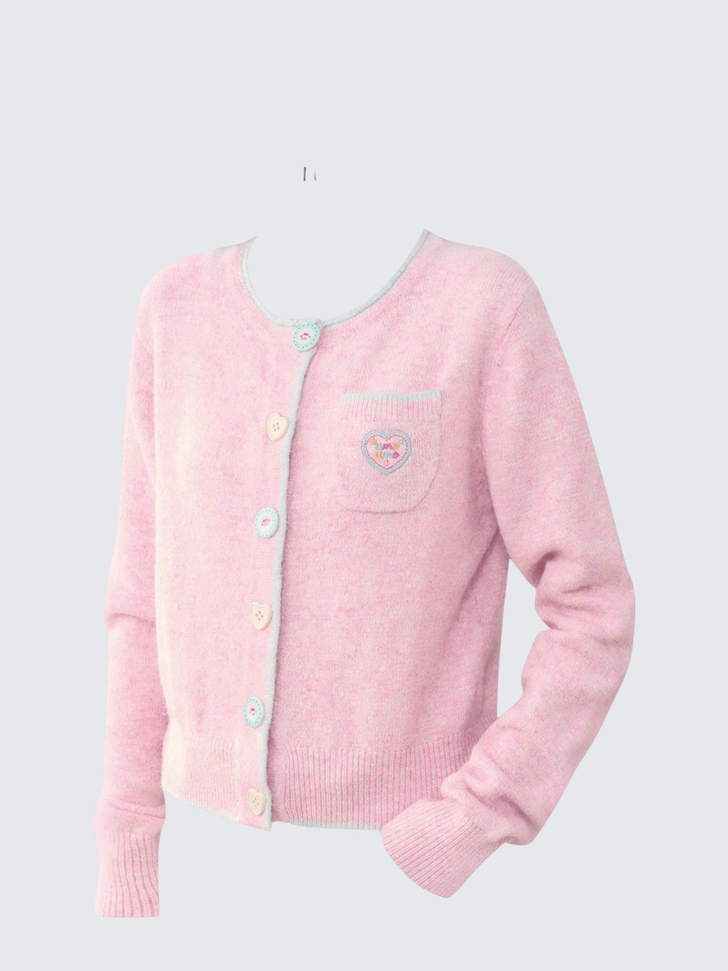 Sweet Pink Heart Knit Cardigan