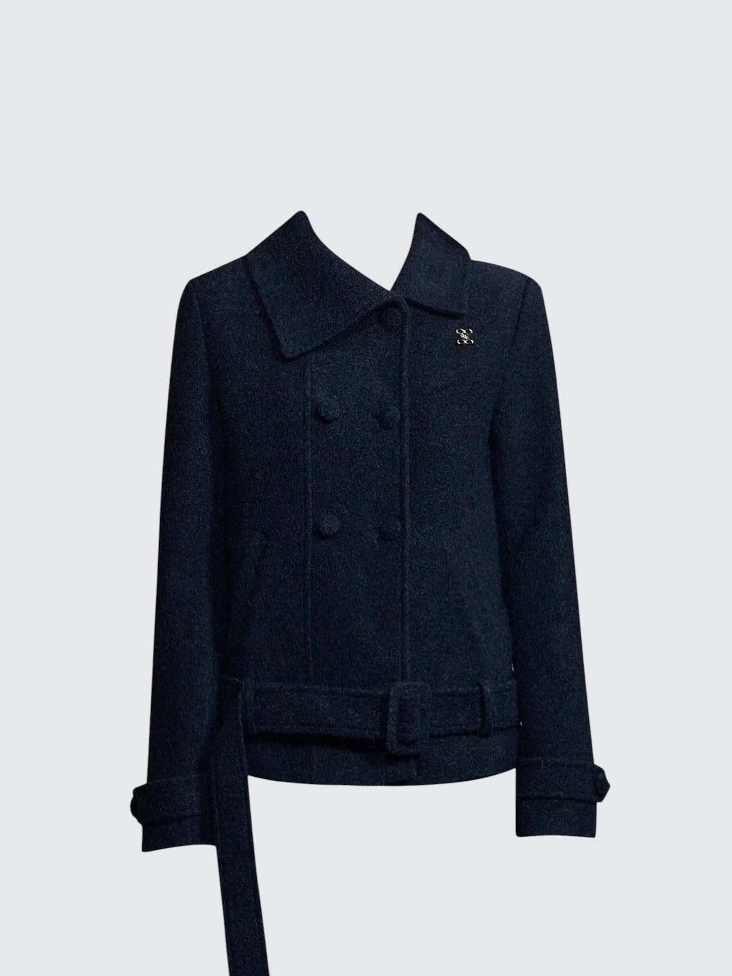 Korean Asymmetrical Double Breasted Wool Coat