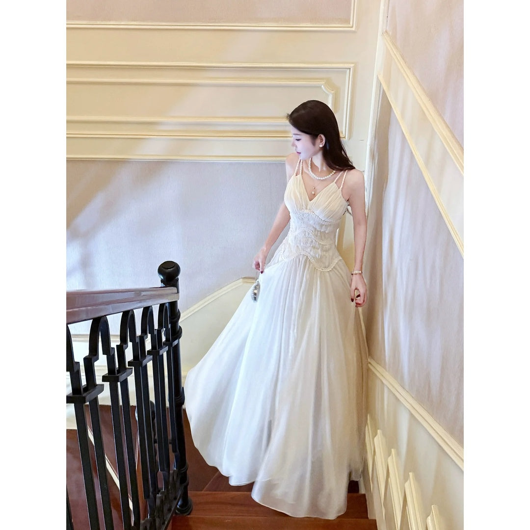 Chiffon Pleated Spaghetti Gown Prom Dress
