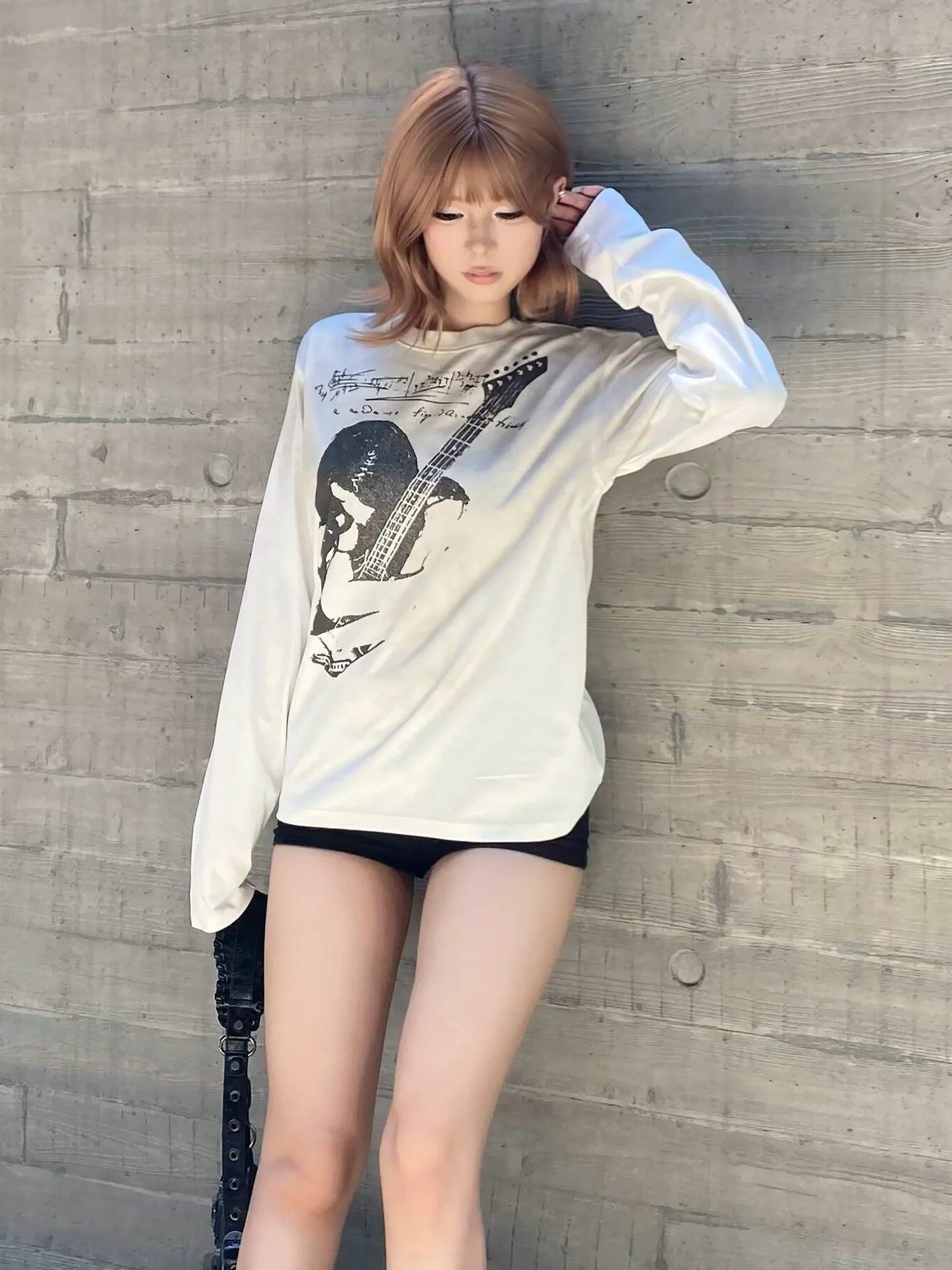 Y2K Distressed White Long Sleeve Top for Autumn