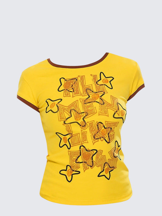 American Cute Graffiti Contrast Tee