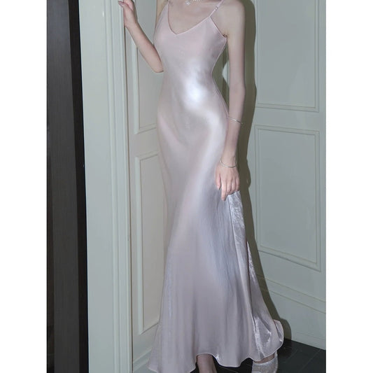 French Pink Asymmetrical Mermaid Gown Dress – Elegant Evening Dress