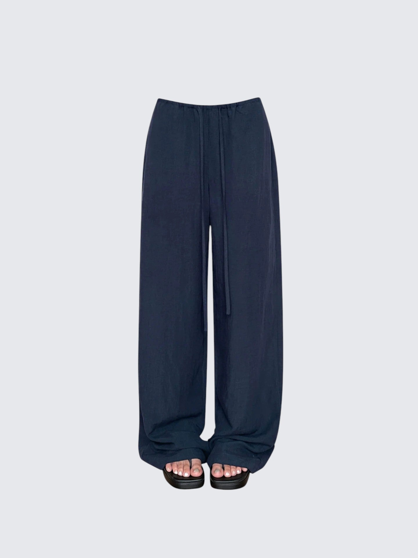 Linen Low Rise Wide Leg Pants