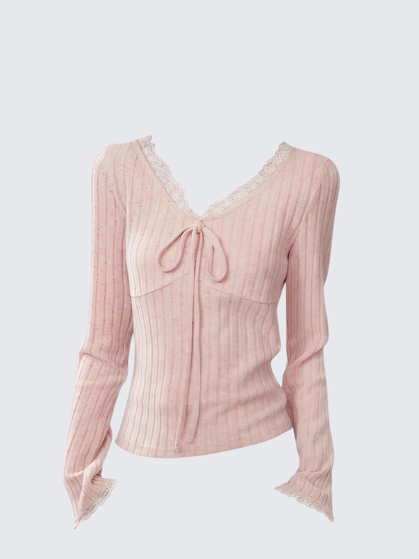 Lace V-Neck Knit Top