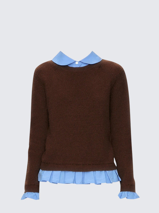 Vintage Lace Layered Polo Knit