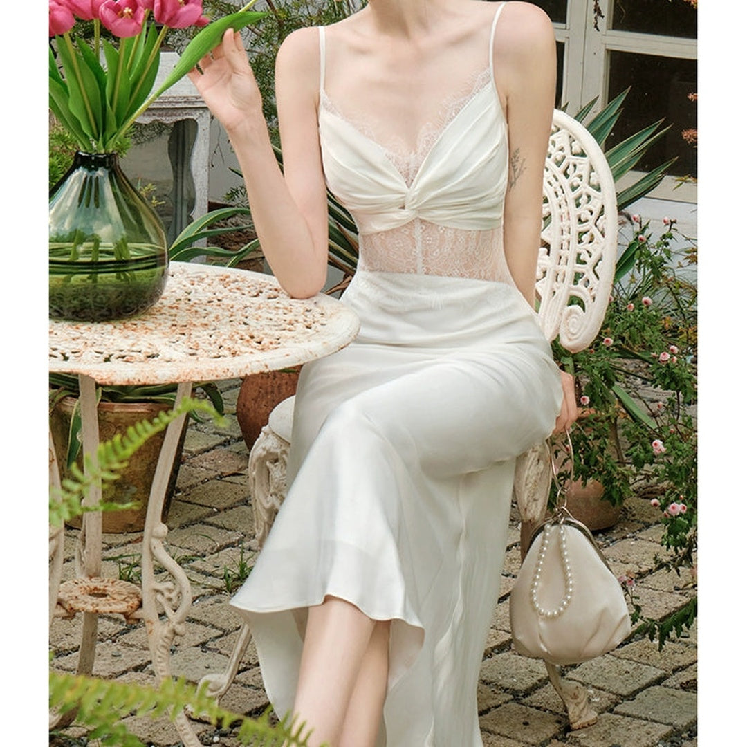 Ivory Butterfly Knot Lace Mermaid Gown Dress