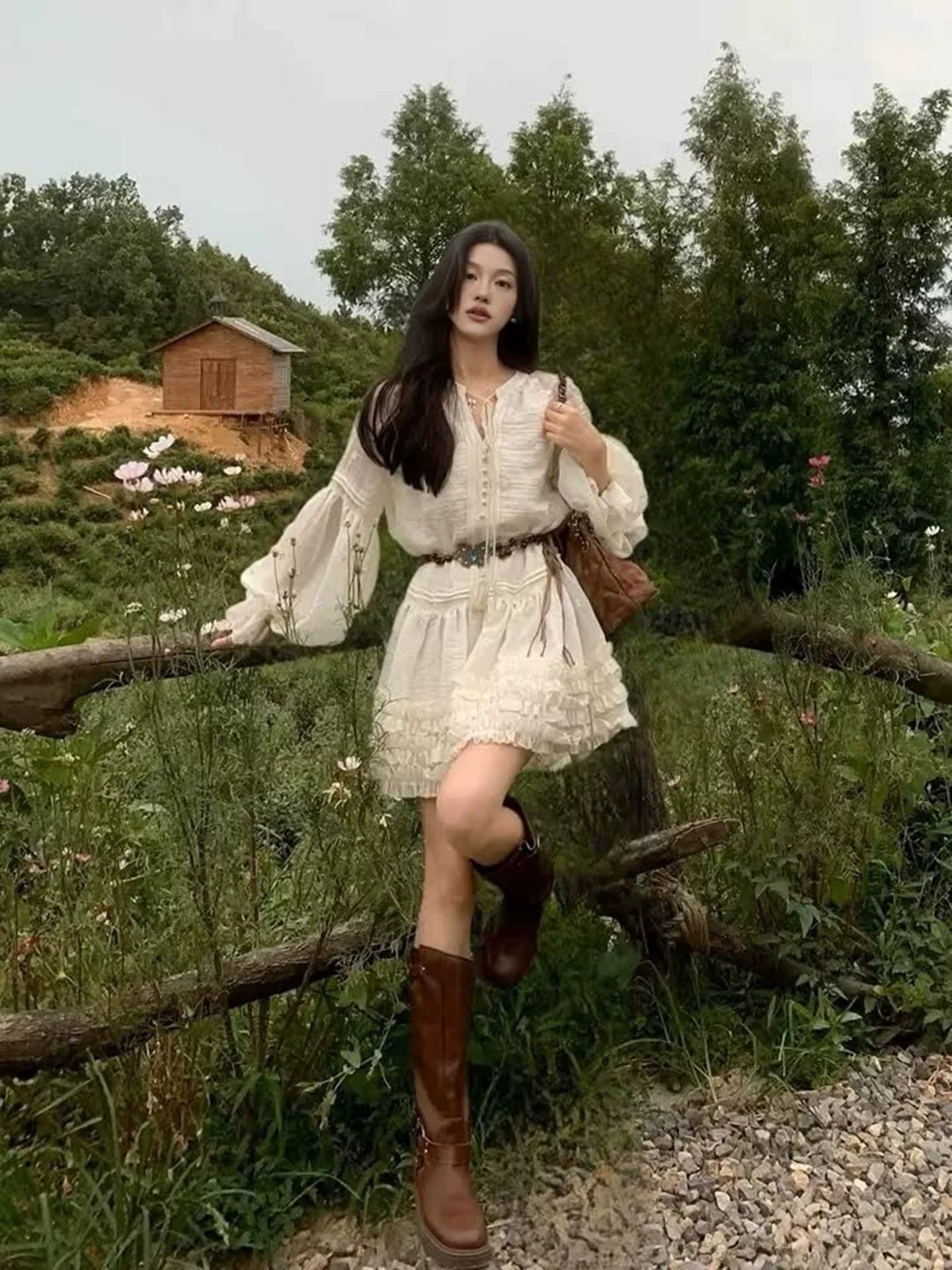 Lantern-Sleeve Mini Dress for Fall