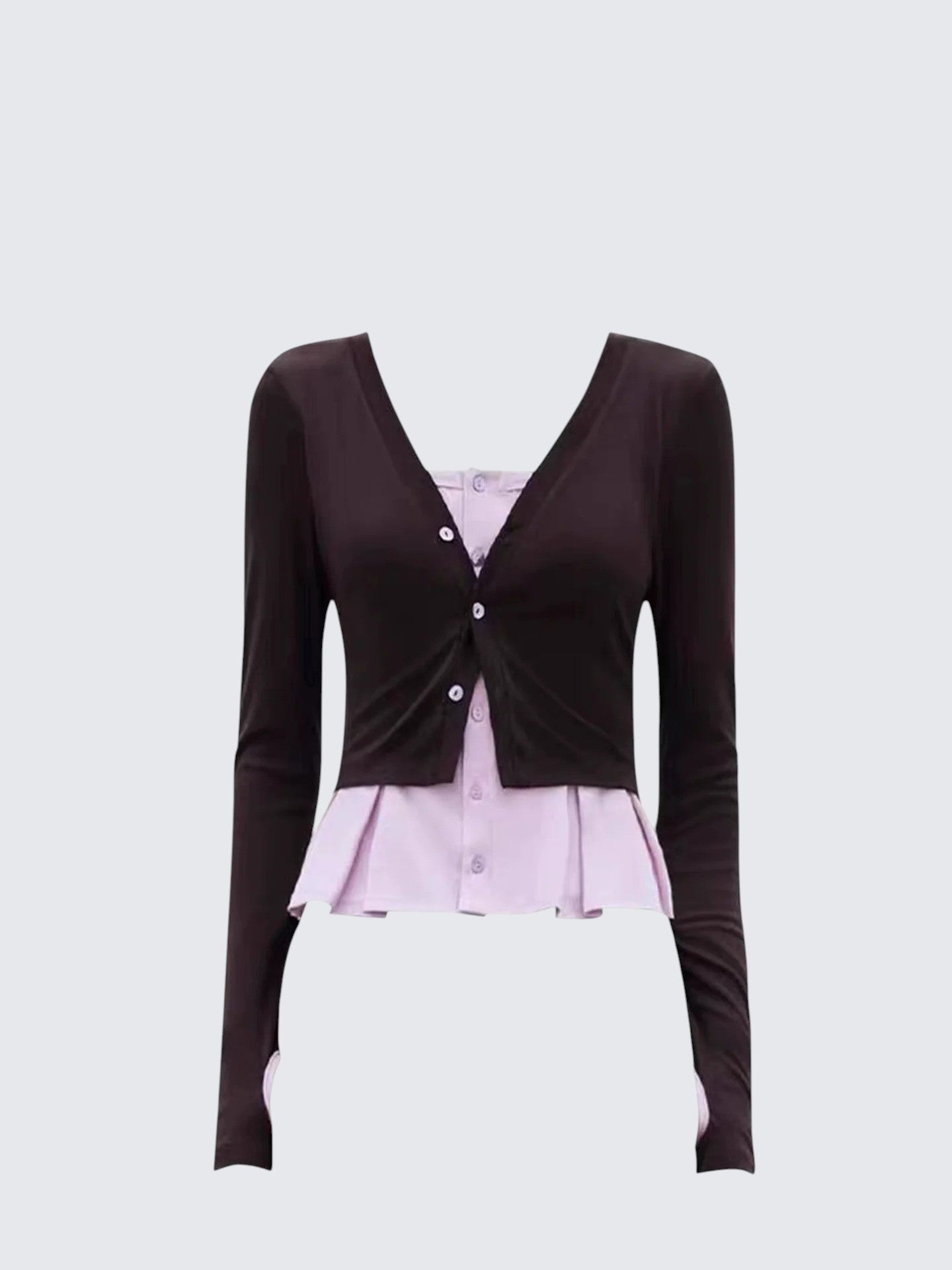 Colorblock Ruffle Knit Cardigan