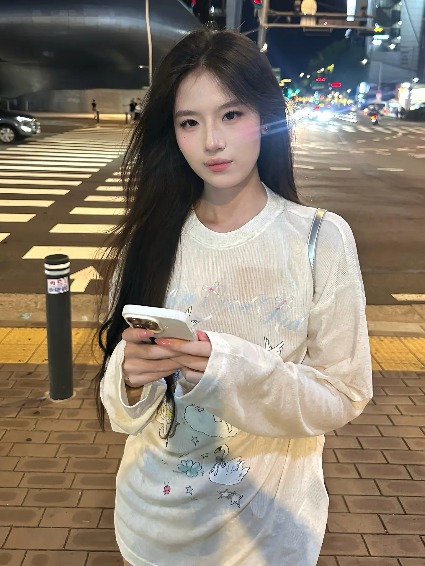 Lazy Style Sun Protection Graffiti Angel Long Sleeve Top