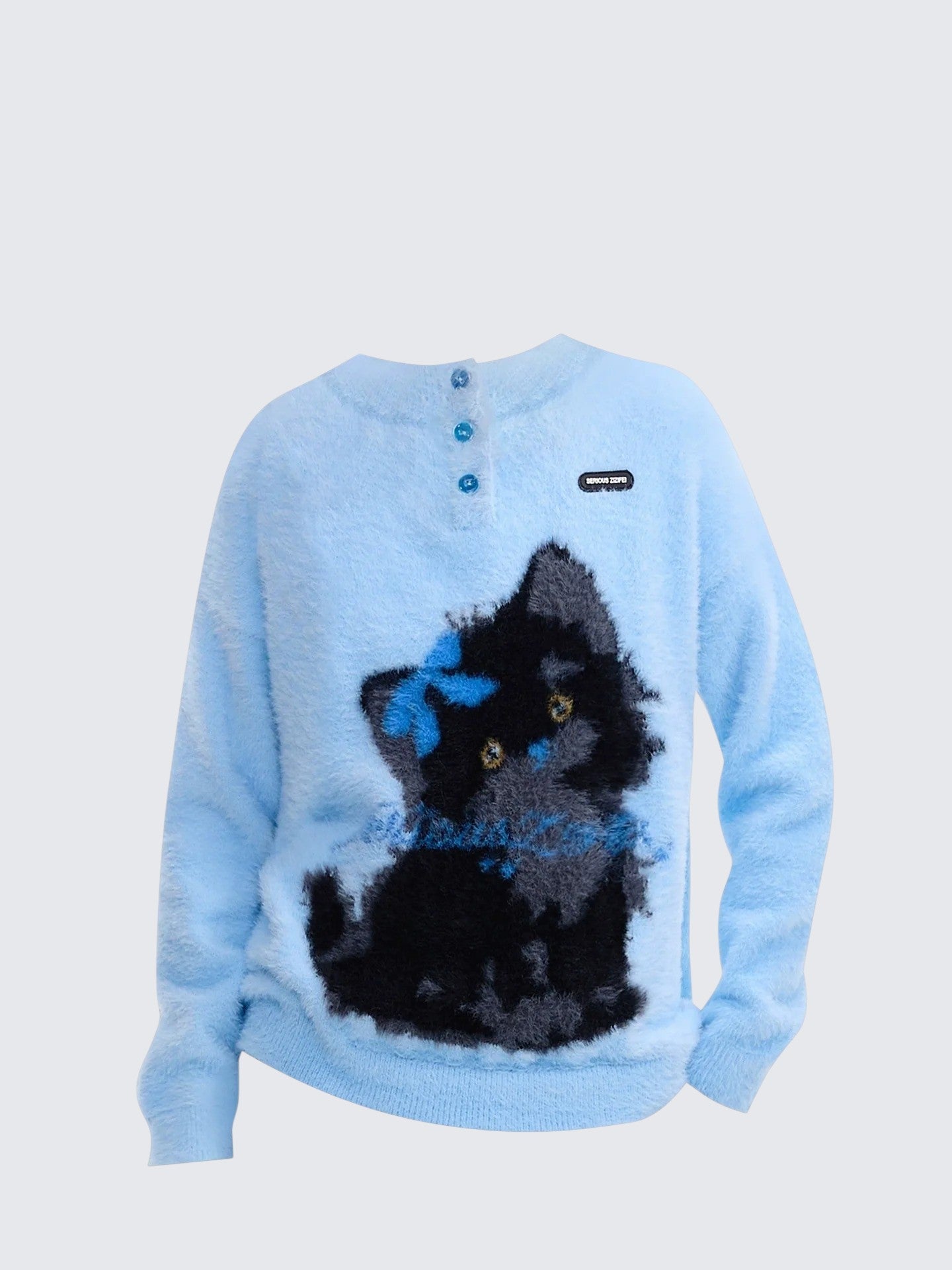 Cat Print Knit Sweater Women