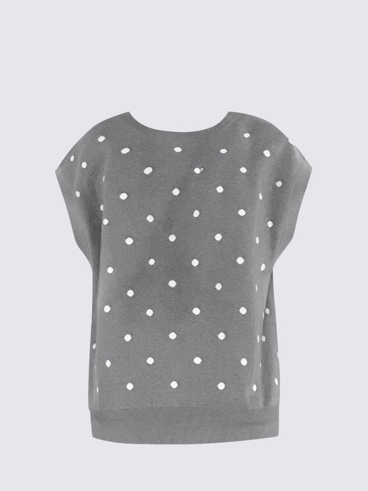Polka Dot Sleeveless Knit Vest Women