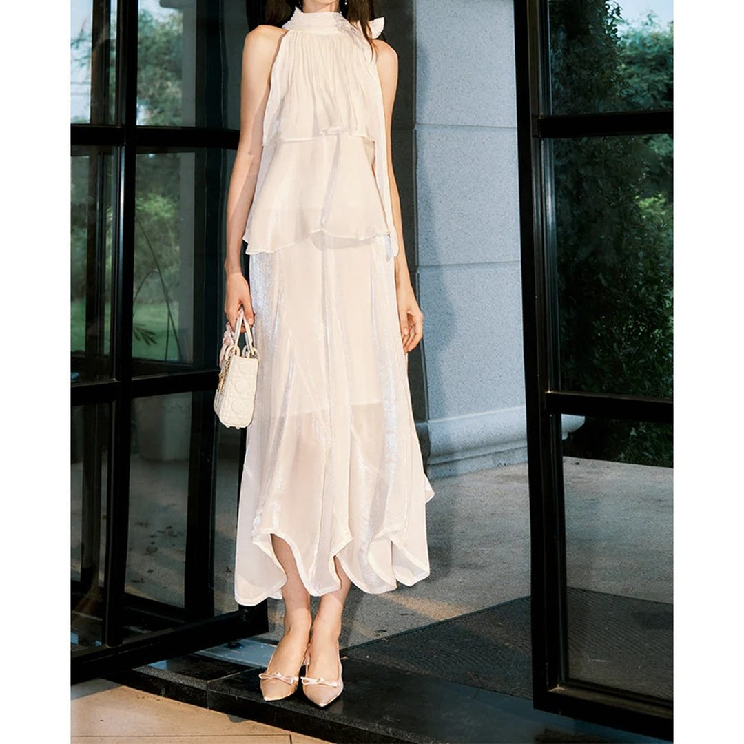 French Halter Waist-Fitted Ruffle Set – Summer Elegant Outfit