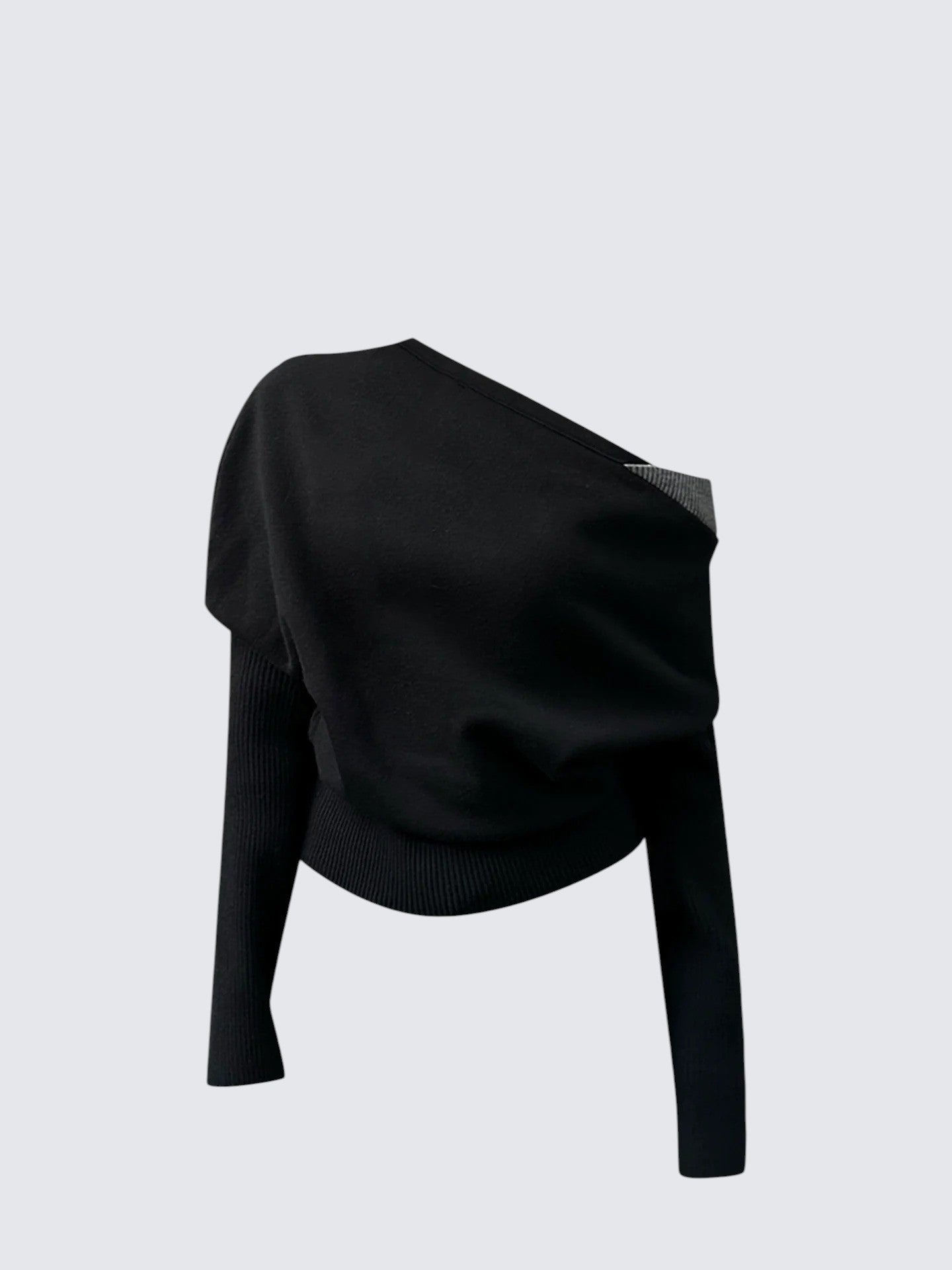 Batwing Off Shoulder Contrast Knit Sweater Women