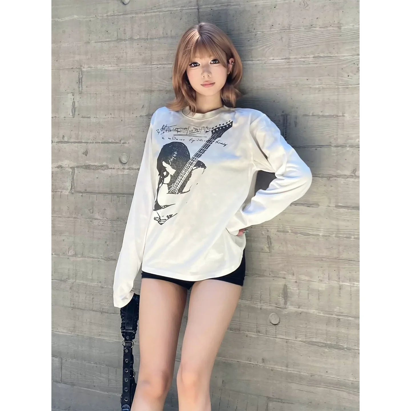 Y2K Distressed White Long Sleeve Top for Autumn