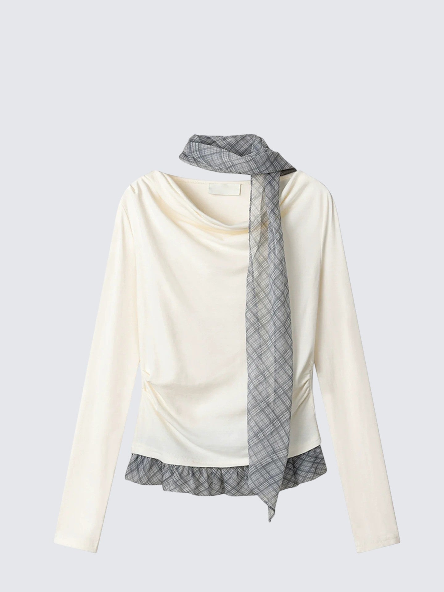 Plaid Draped Layered Tee Women