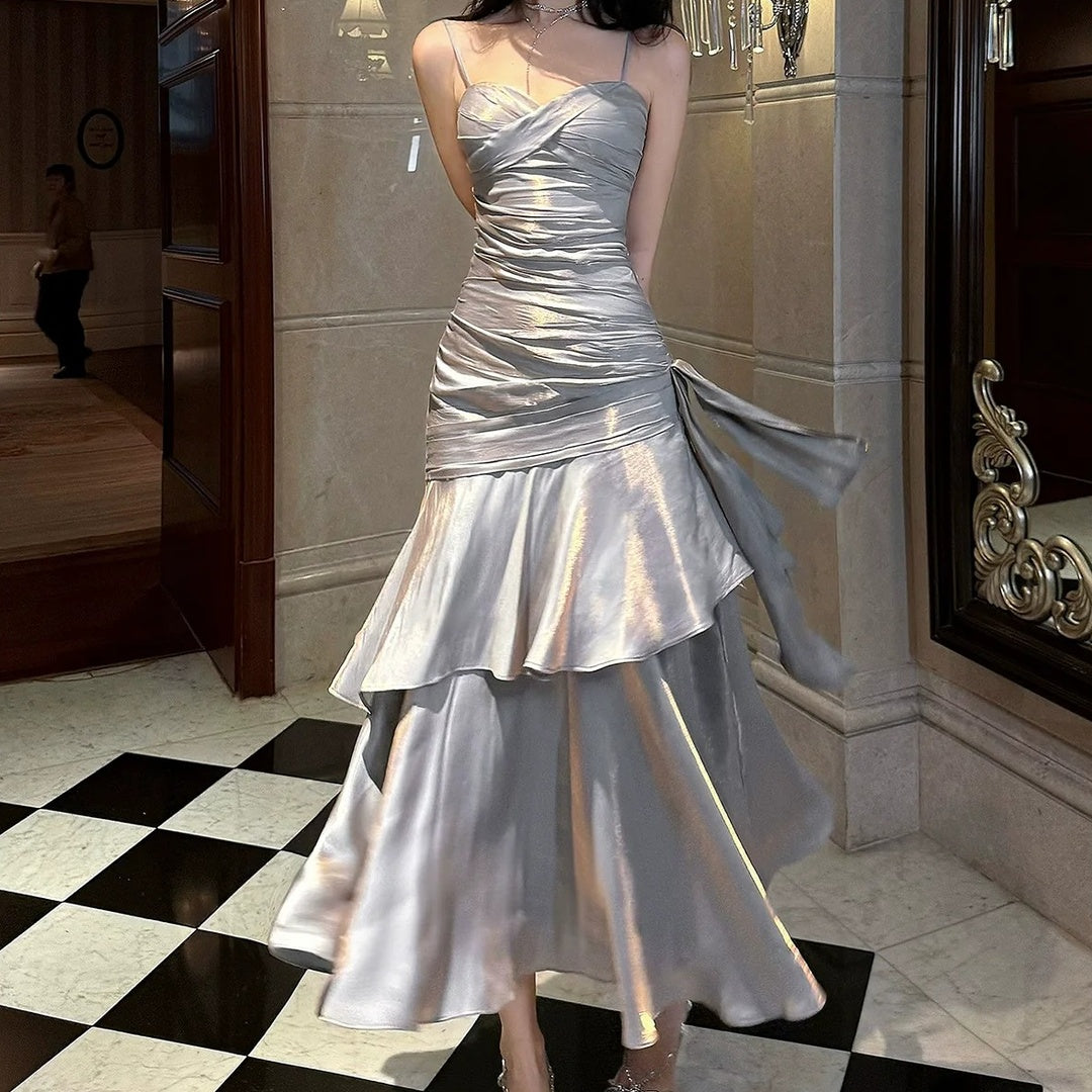 Mermaid Blue Gray Butterfly Gown Dress – Adult Luxury Dress