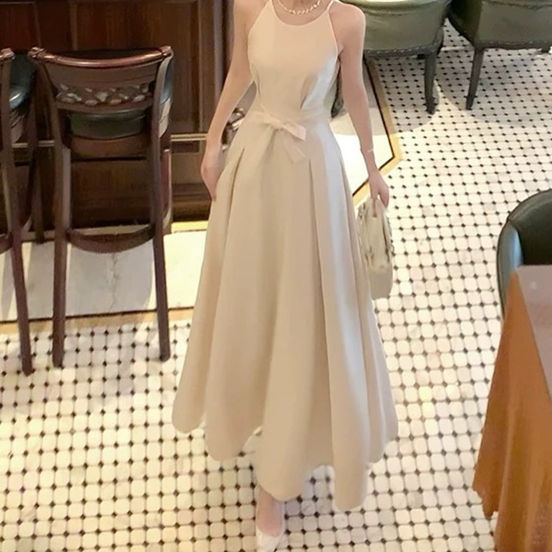 French Butterfly Satin Spaghetti Strap Gown Dress