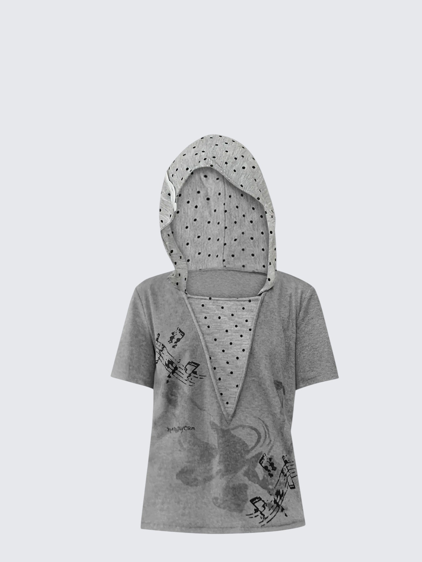 Light Asian Punk Dot Faux Two-Piece Hoodie