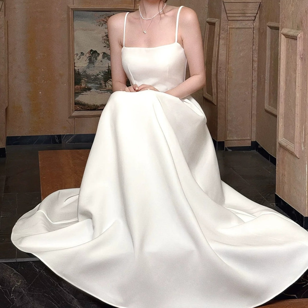 White Strappy Sleeveless Gown Prom Dress