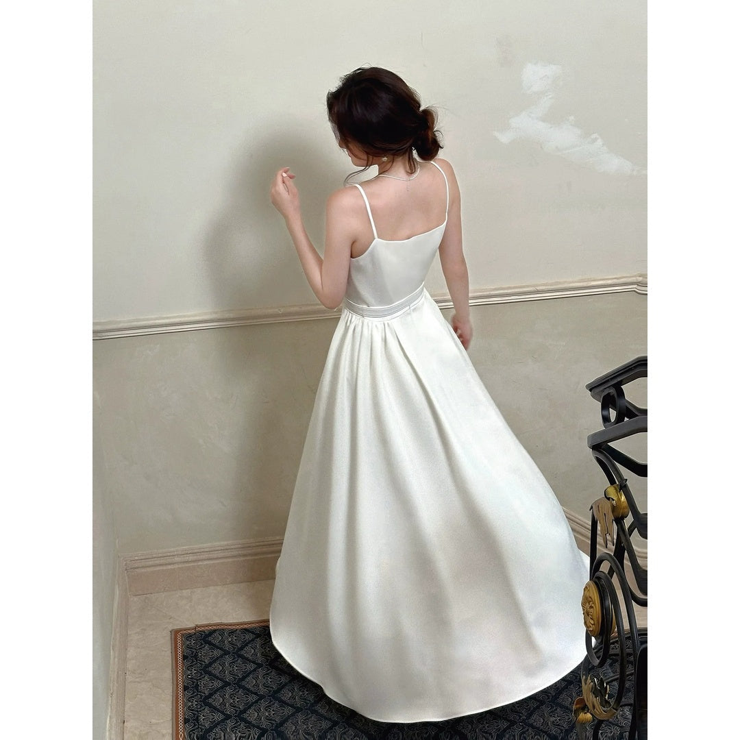 White Strappy Sleeveless Gown Prom Dress