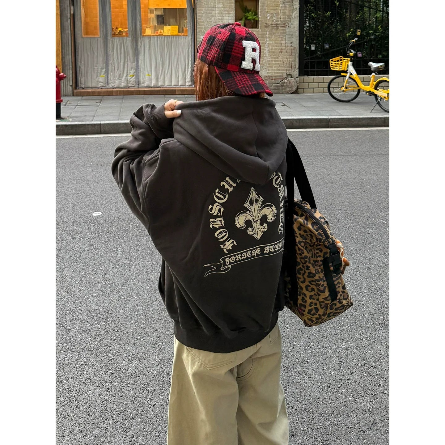 American Vintage Gothic Hoodie Jacket Unisex Zip-Up Oversized Street Outerwear