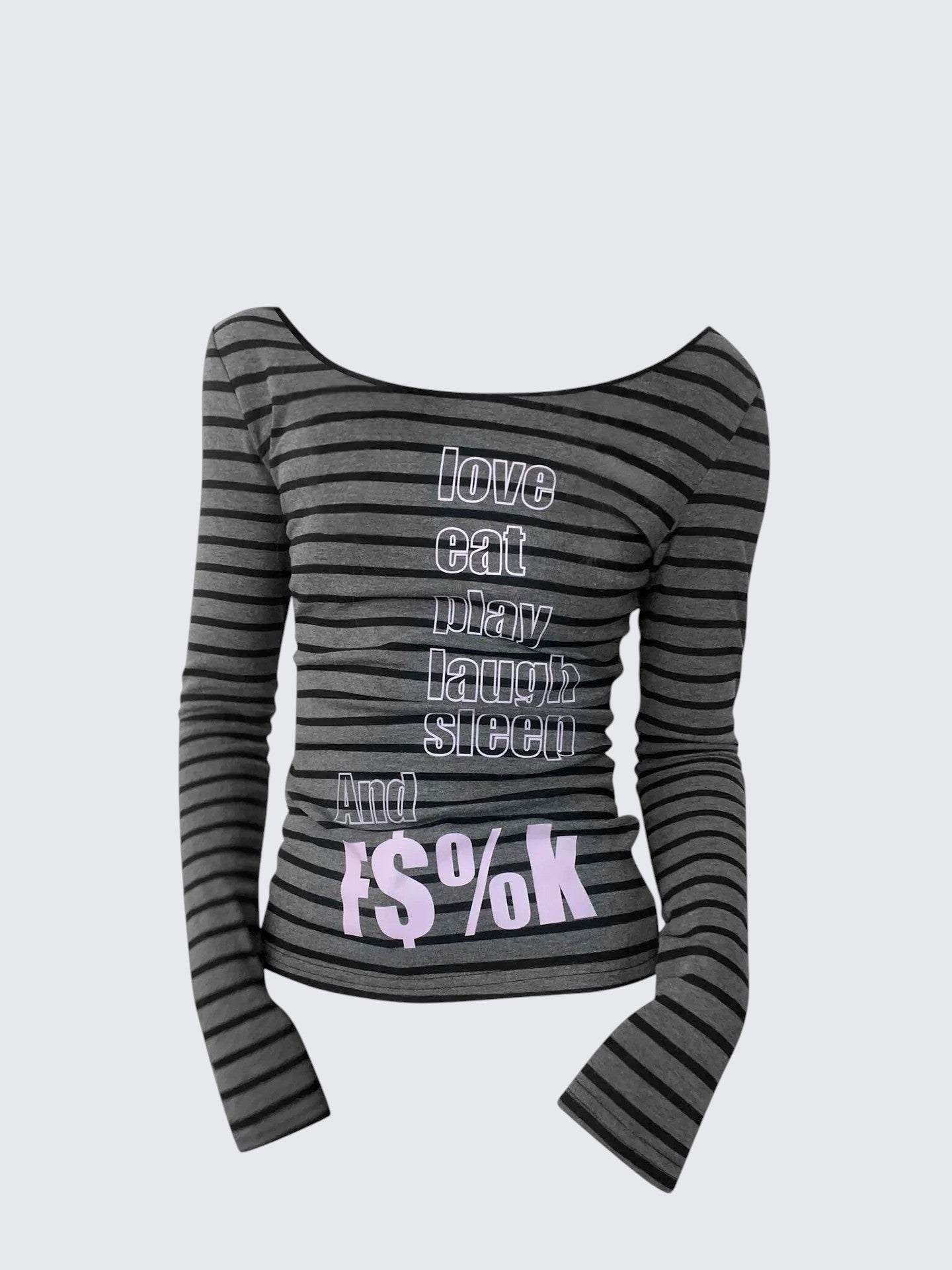 Stripe Letter Long Sleeve Tee