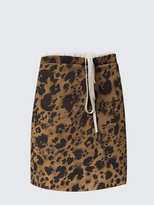 Leopard A-Line Mid Skirt