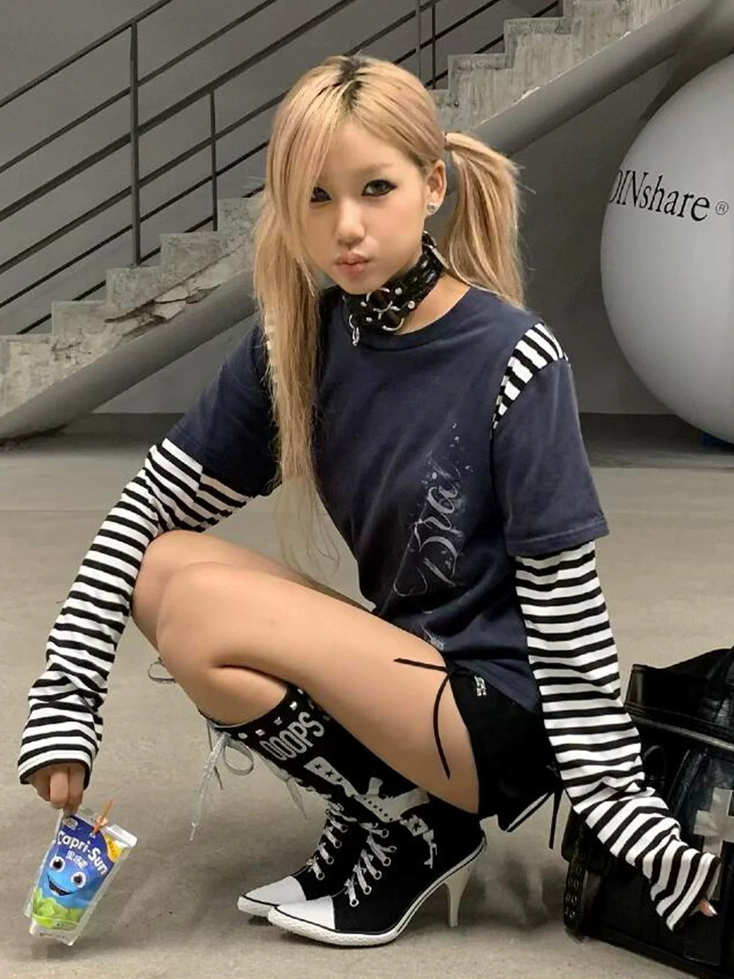 Y2K Striped Colorblock Long Sleeve Layered T Shirt Top