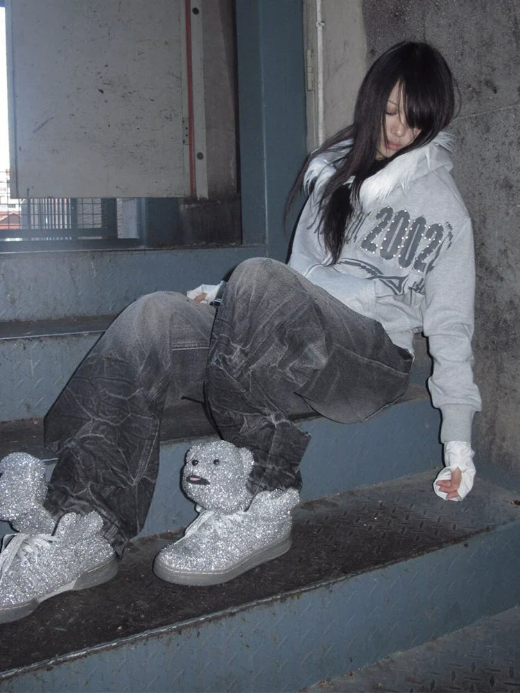 Y2K Visual Kei Fur-Lined Hoodie Autumn-Winter Heavyweight Short Zip-Up Pullover