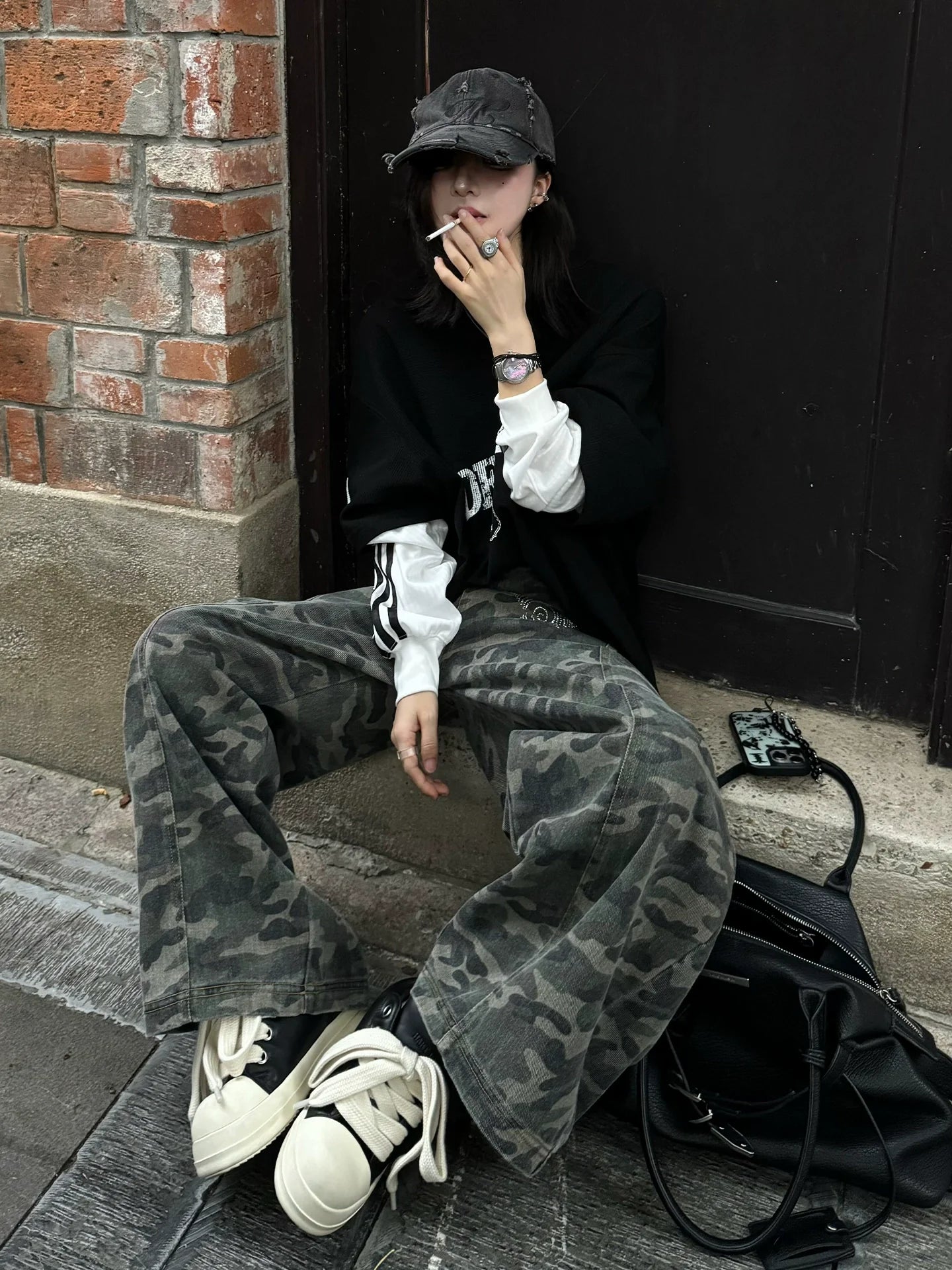 American Black Layered Tee