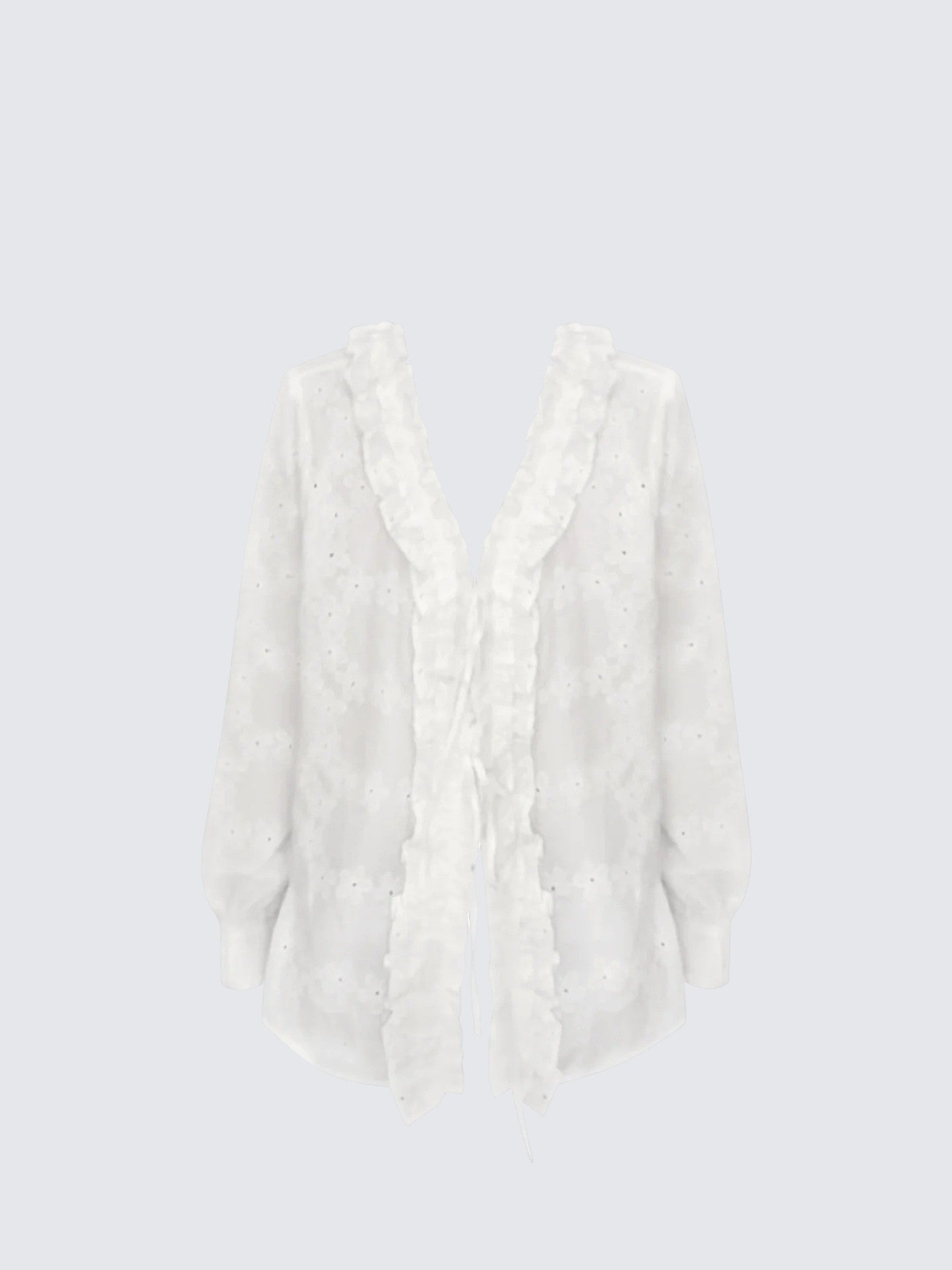 French Ruffle White Long Sleeve Shirt Women