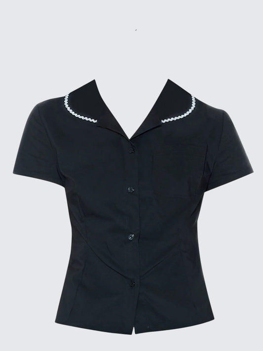 Original College Style Contrast Lace Shirt