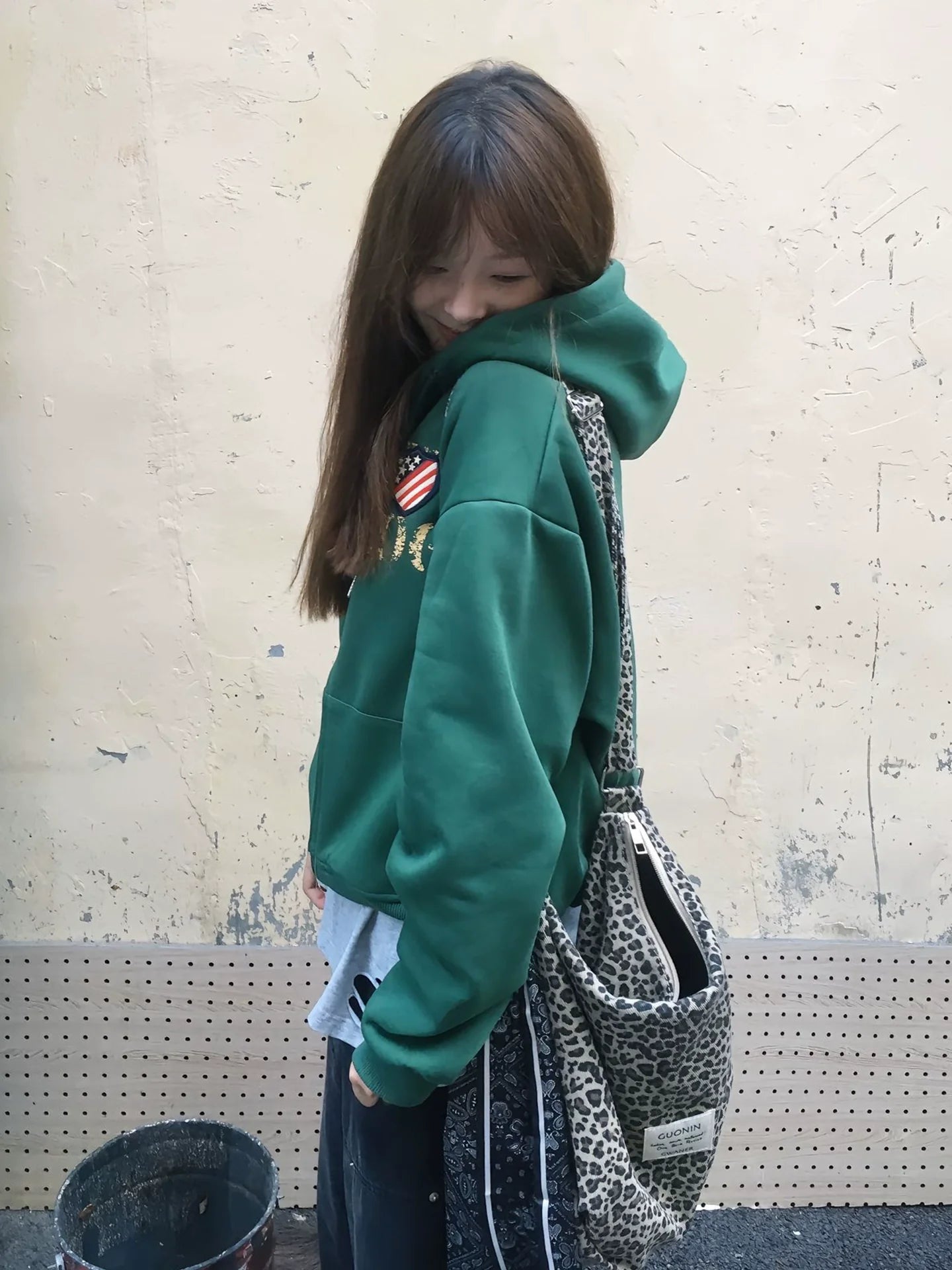 Vintage Letter Embroidered Hoodie Zip-Up for Autumn Winter