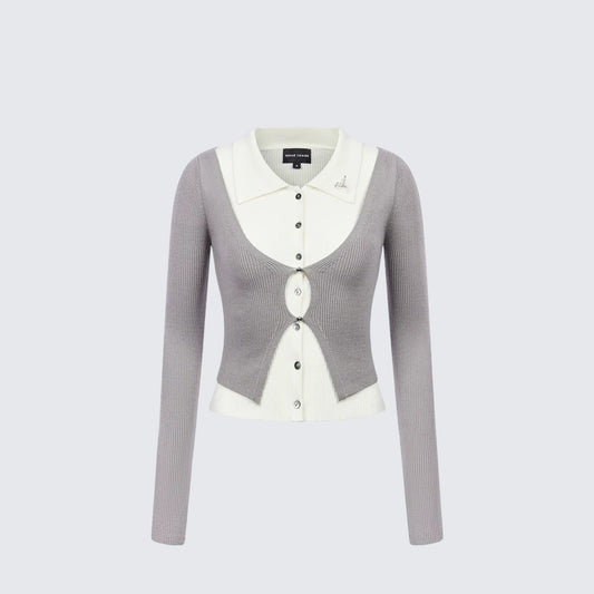Academy Faux Two-Piece Colorblock Cardigan