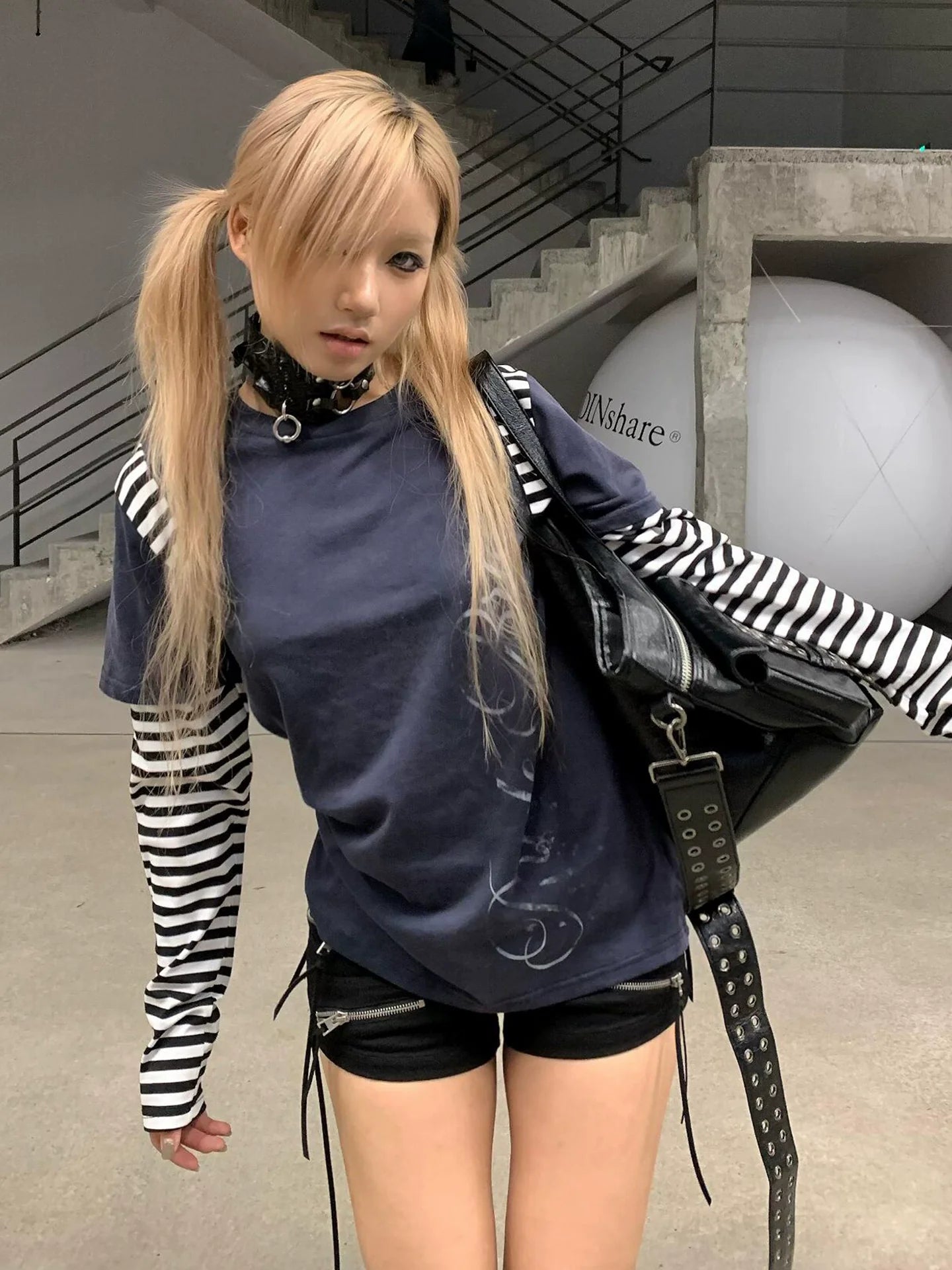 Y2K Striped Colorblock Long Sleeve Layered T Shirt Top