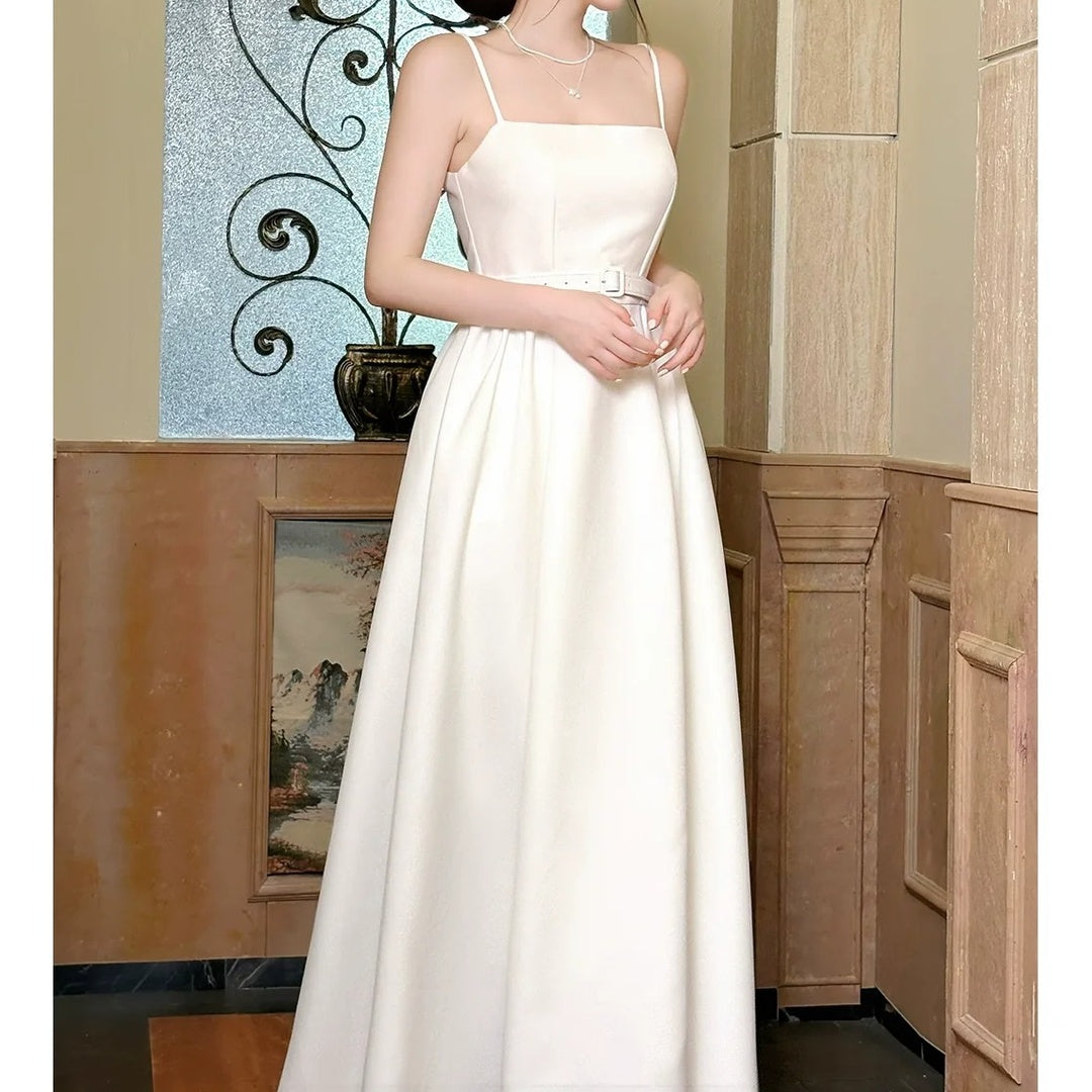 White Strappy Sleeveless Gown Prom Dress