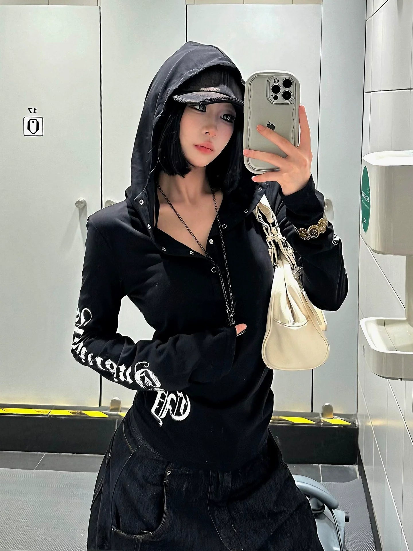 Y2K Sun Protection Hooded Long Sleeve Punk Top