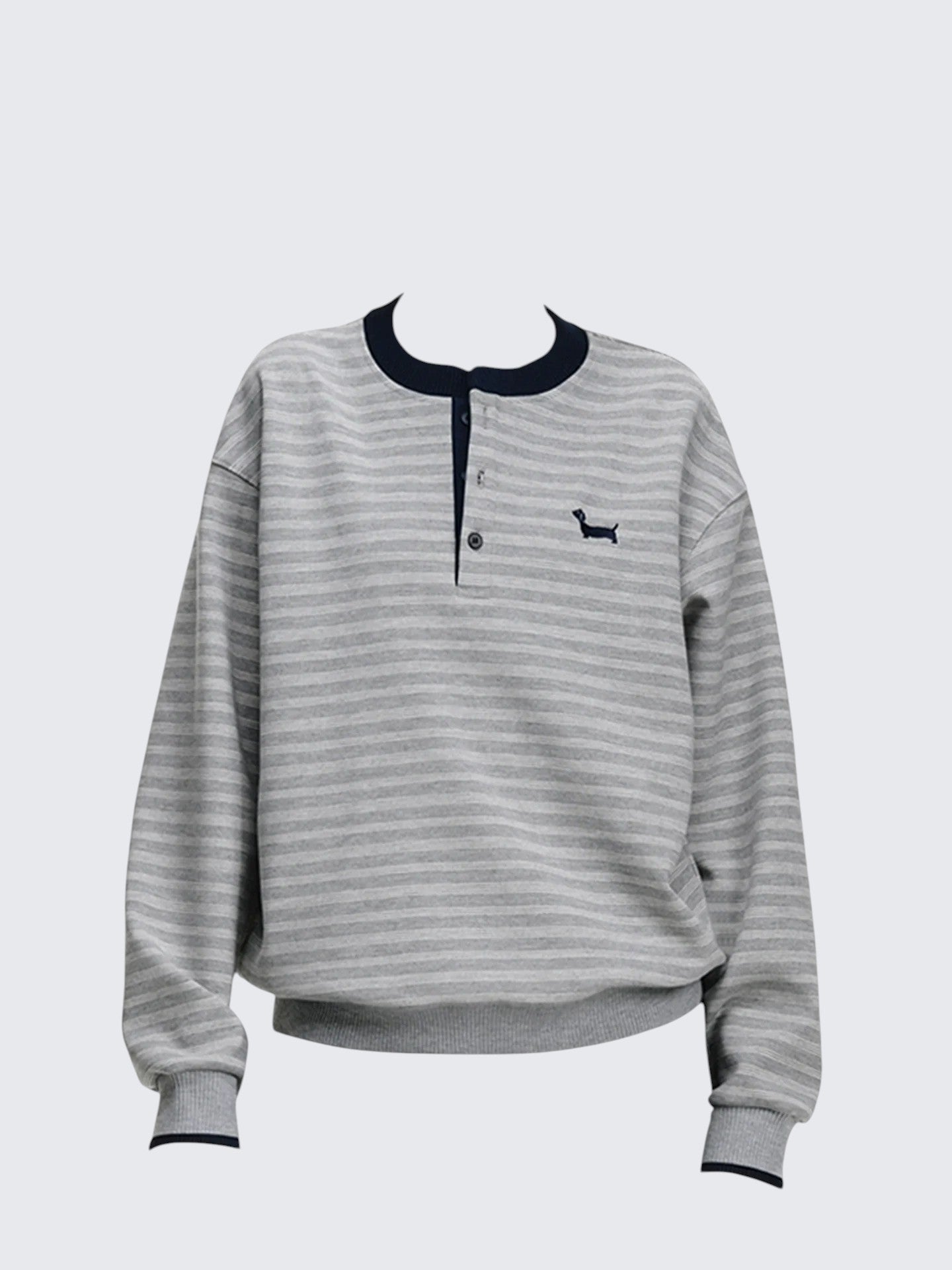 Gray Stripe Henley Tee Women