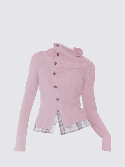 Plaid Layered Cardigan Women